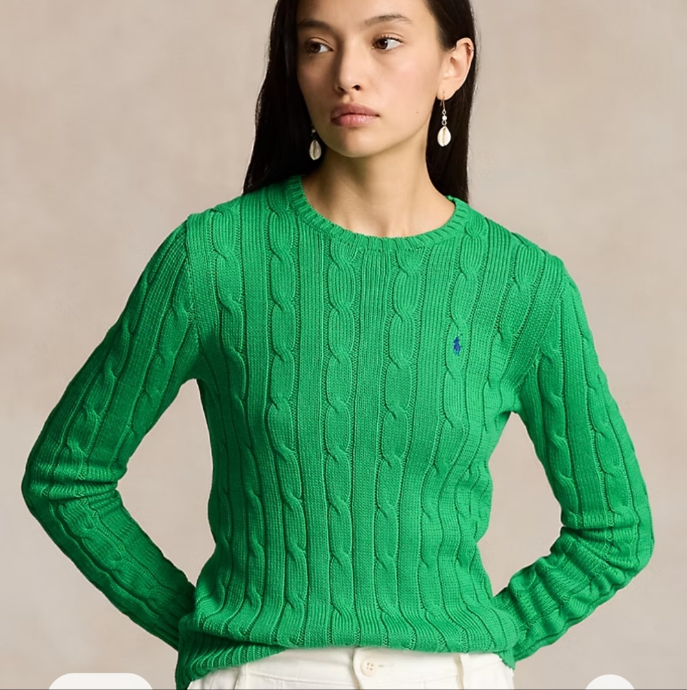 Ralph Lauren Green Cable Knit Sweater